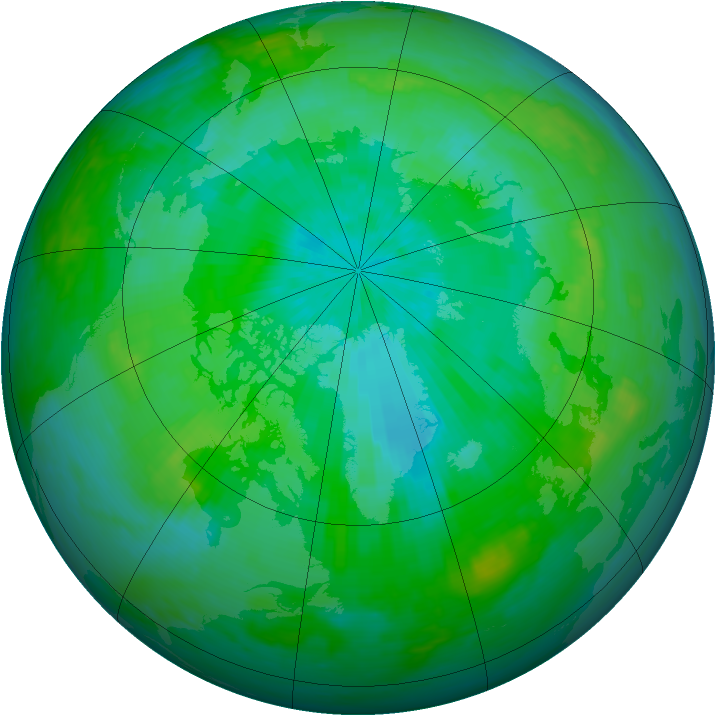 Arctic ozone map for 20 August 1986